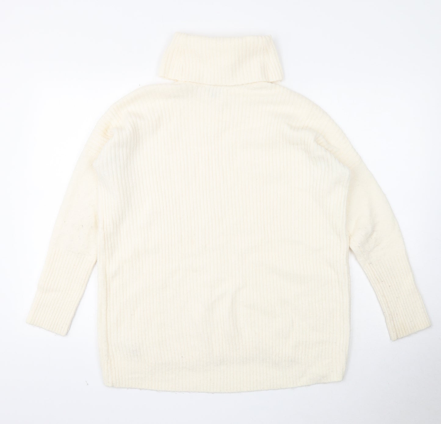 Miss Selfridge Womens White Roll Neck Acrylic Pullover Jumper Size 8