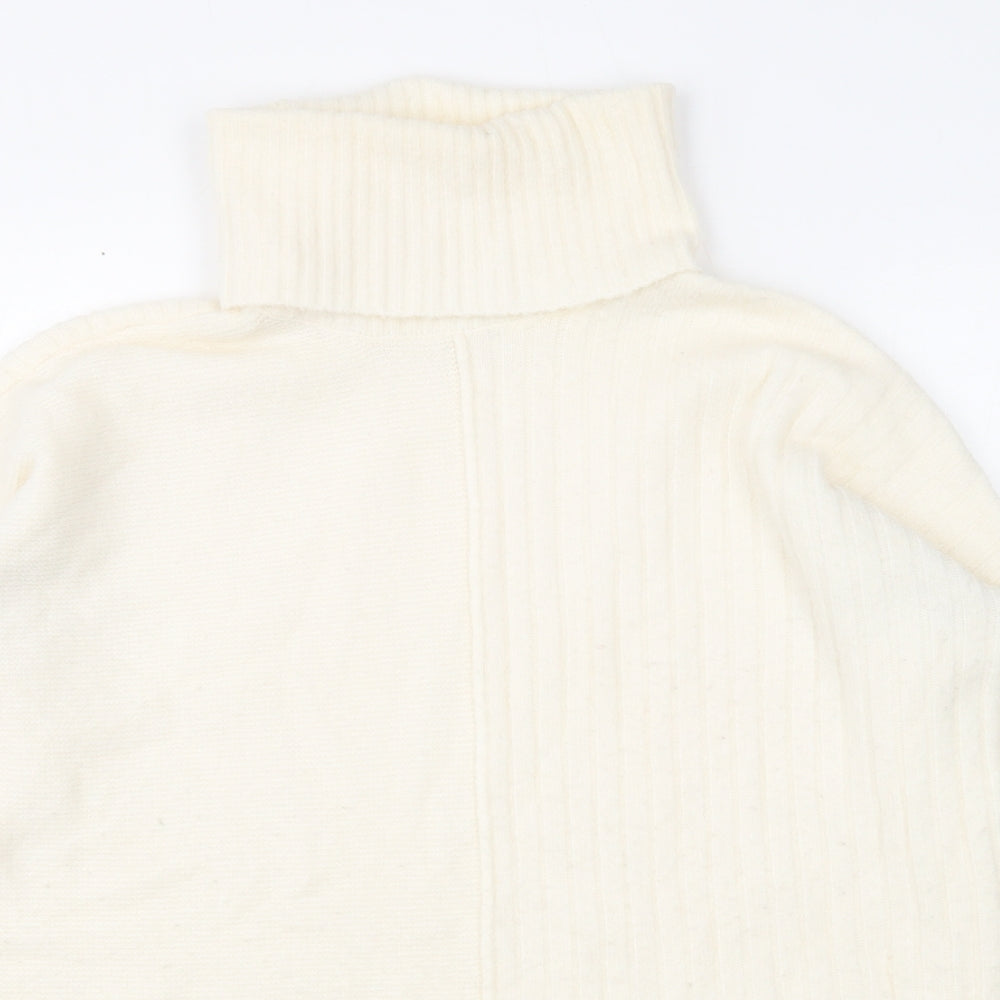 Miss Selfridge Womens White Roll Neck Acrylic Pullover Jumper Size 8