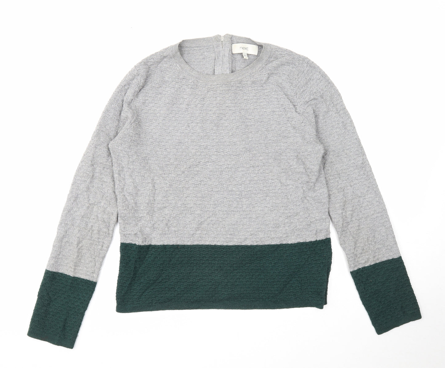 NEXT Womens Grey Round Neck Cotton Pullover Jumper Size 10