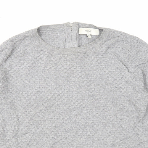 NEXT Womens Grey Round Neck Cotton Pullover Jumper Size 10