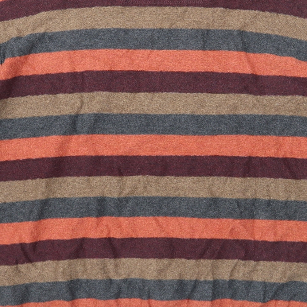 RJR.John Rocha Mens Multicoloured V-Neck Striped Cotton Pullover Jumper Size L Long Sleeve