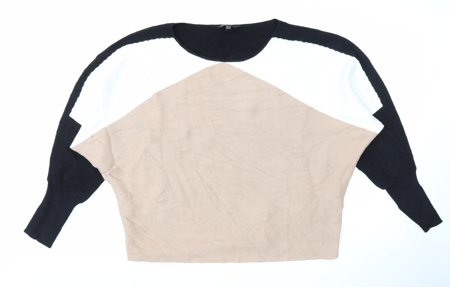 Friends Like These Womens Black Scoop Neck Viscose Pullover Jumper Size 18 - Colourblock Batwing