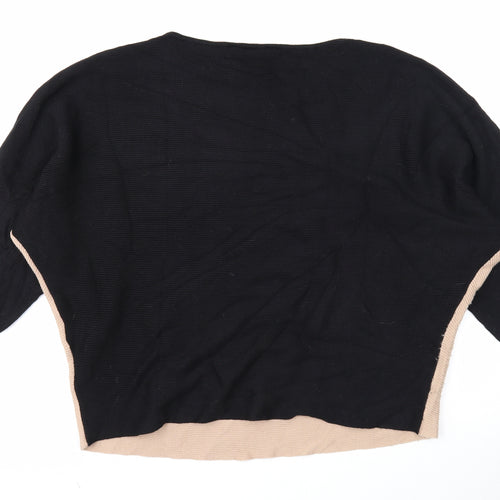 Friends Like These Womens Black Scoop Neck Viscose Pullover Jumper Size 18 - Colourblock Batwing
