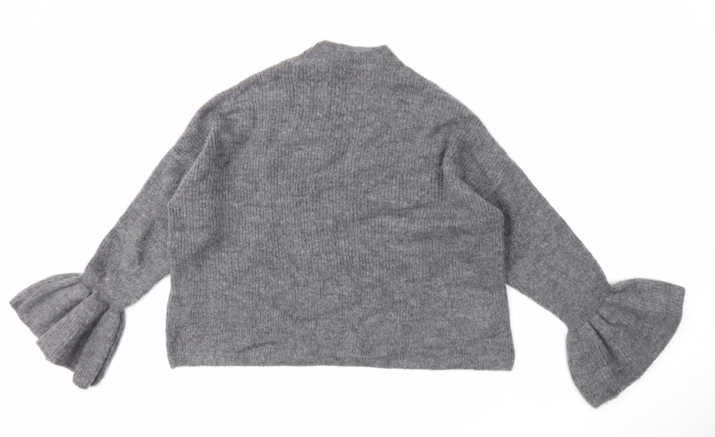 Marks and Spencer Womens Grey Mock Neck Acrylic Pullover Jumper Size L