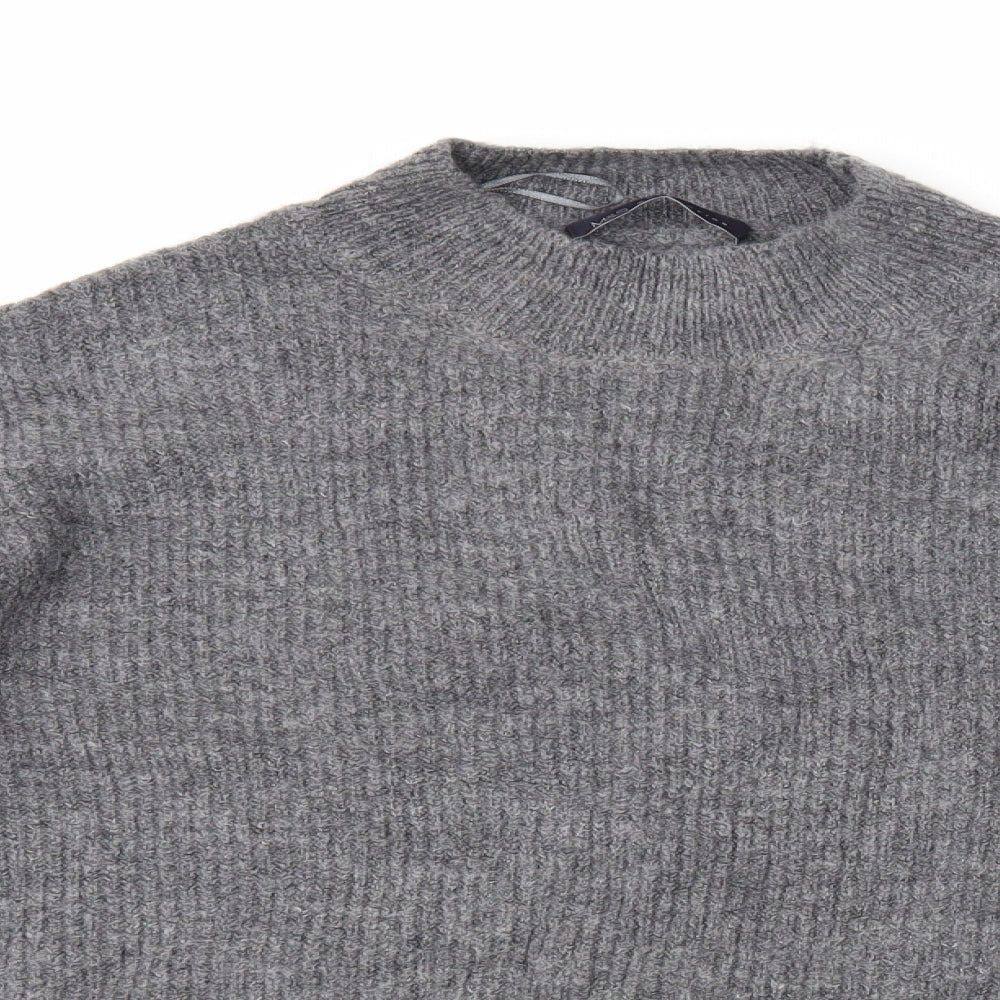 Marks and Spencer Womens Grey Mock Neck Acrylic Pullover Jumper Size L