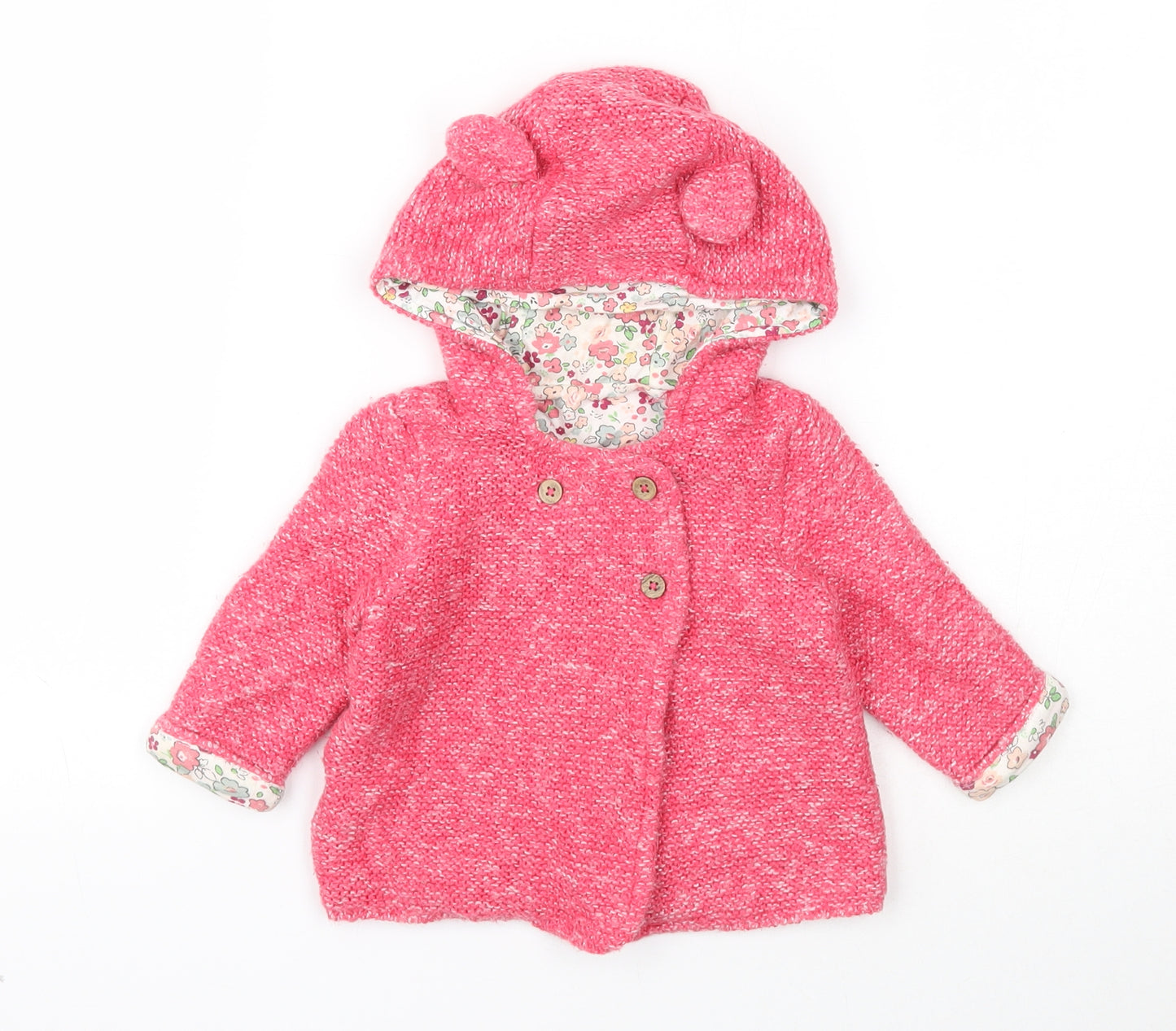 TU Girls Pink Cotton Cardigan Jumper Size 0-3 Months Button