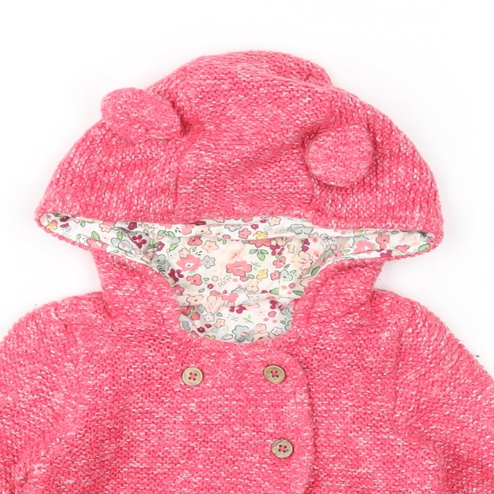 TU Girls Pink Cotton Cardigan Jumper Size 0-3 Months Button