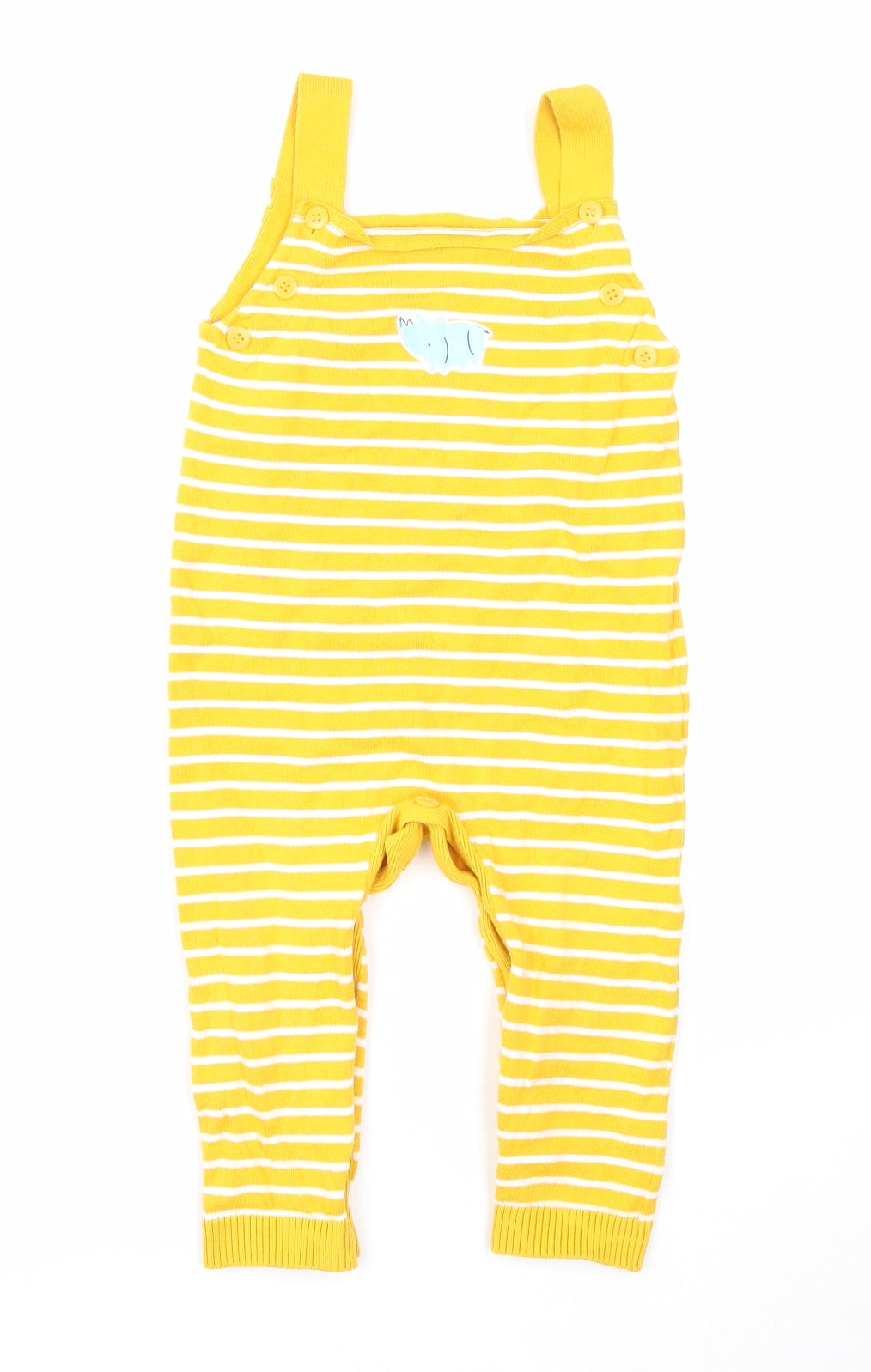 Mothercare Girls Yellow Striped Cotton Jumpsuit Outfit/Set Size 12-18 Months Button