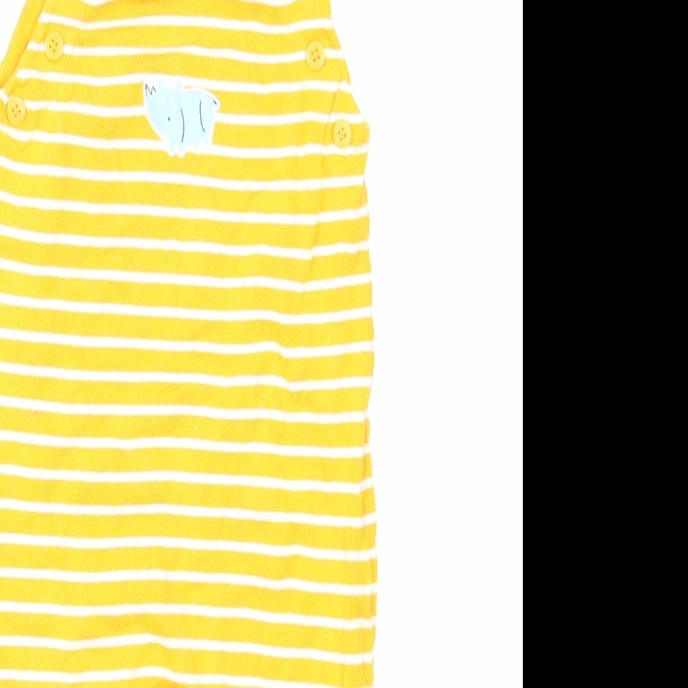 Mothercare Girls Yellow Striped Cotton Jumpsuit Outfit/Set Size 12-18 Months Button