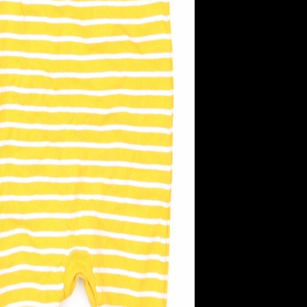 Mothercare Girls Yellow Striped Cotton Jumpsuit Outfit/Set Size 12-18 Months Button