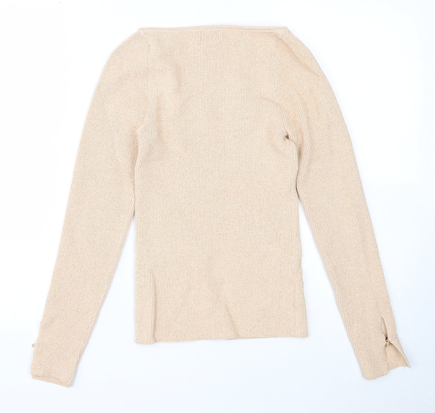 River Island Womens Beige V-Neck Viscose Pullover Jumper Size 10