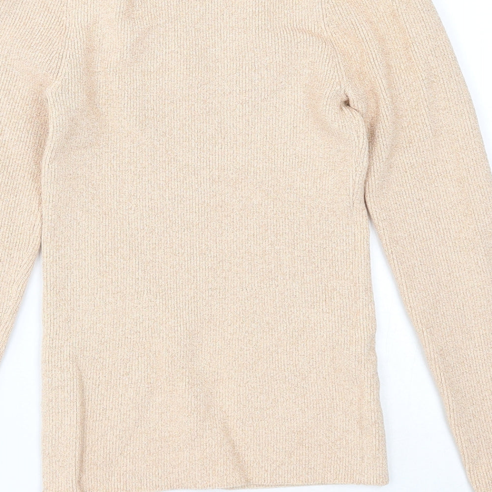 River Island Womens Beige V-Neck Viscose Pullover Jumper Size 10