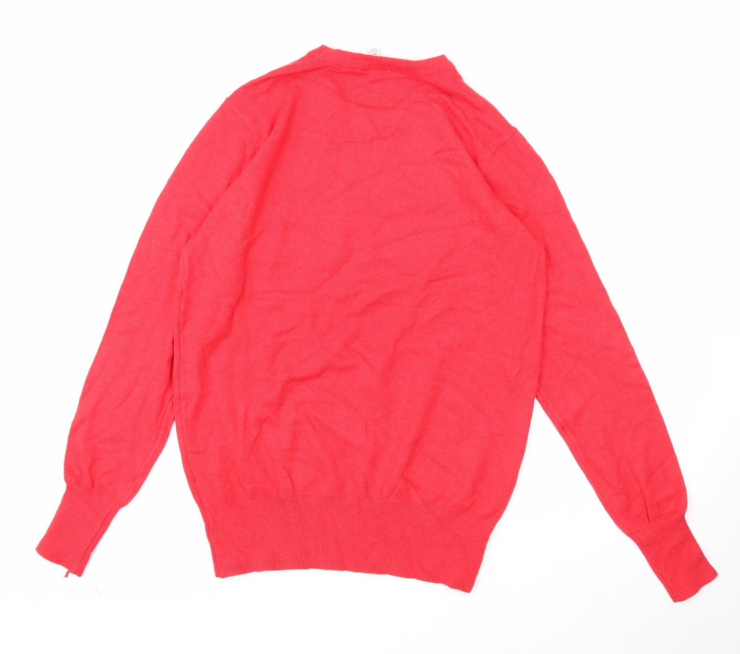 M&Co Womens Red Round Neck Viscose Pullover Jumper Size 8 - Christmas Tree