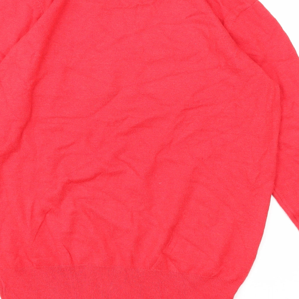 M&Co Womens Red Round Neck Viscose Pullover Jumper Size 8 - Christmas Tree