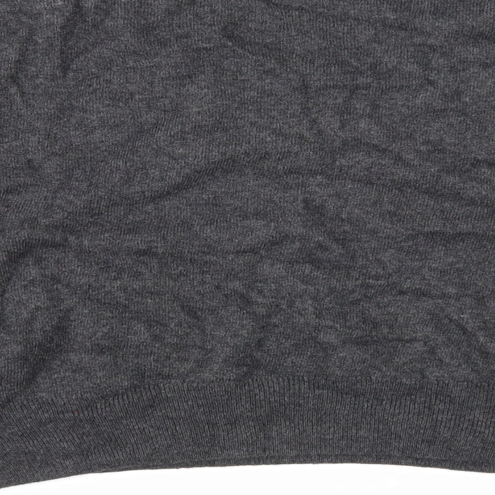 Zara Womens Grey V-Neck Acrylic Pullover Jumper Size L
