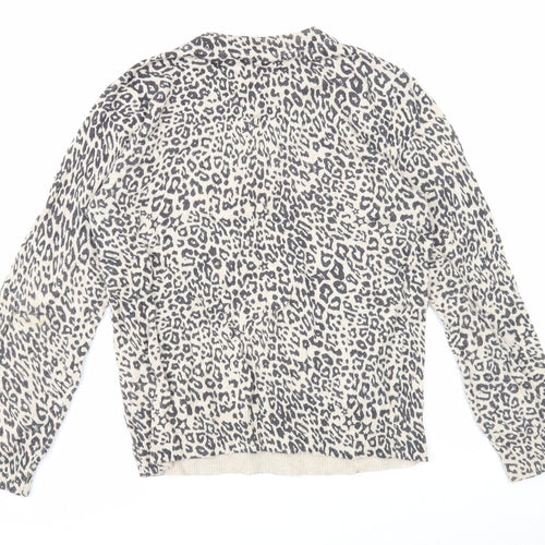 Mintie Girls Beige Round Neck Animal Print Cotton Pullover Jumper Size 9-10 Years Pullover - Rebel