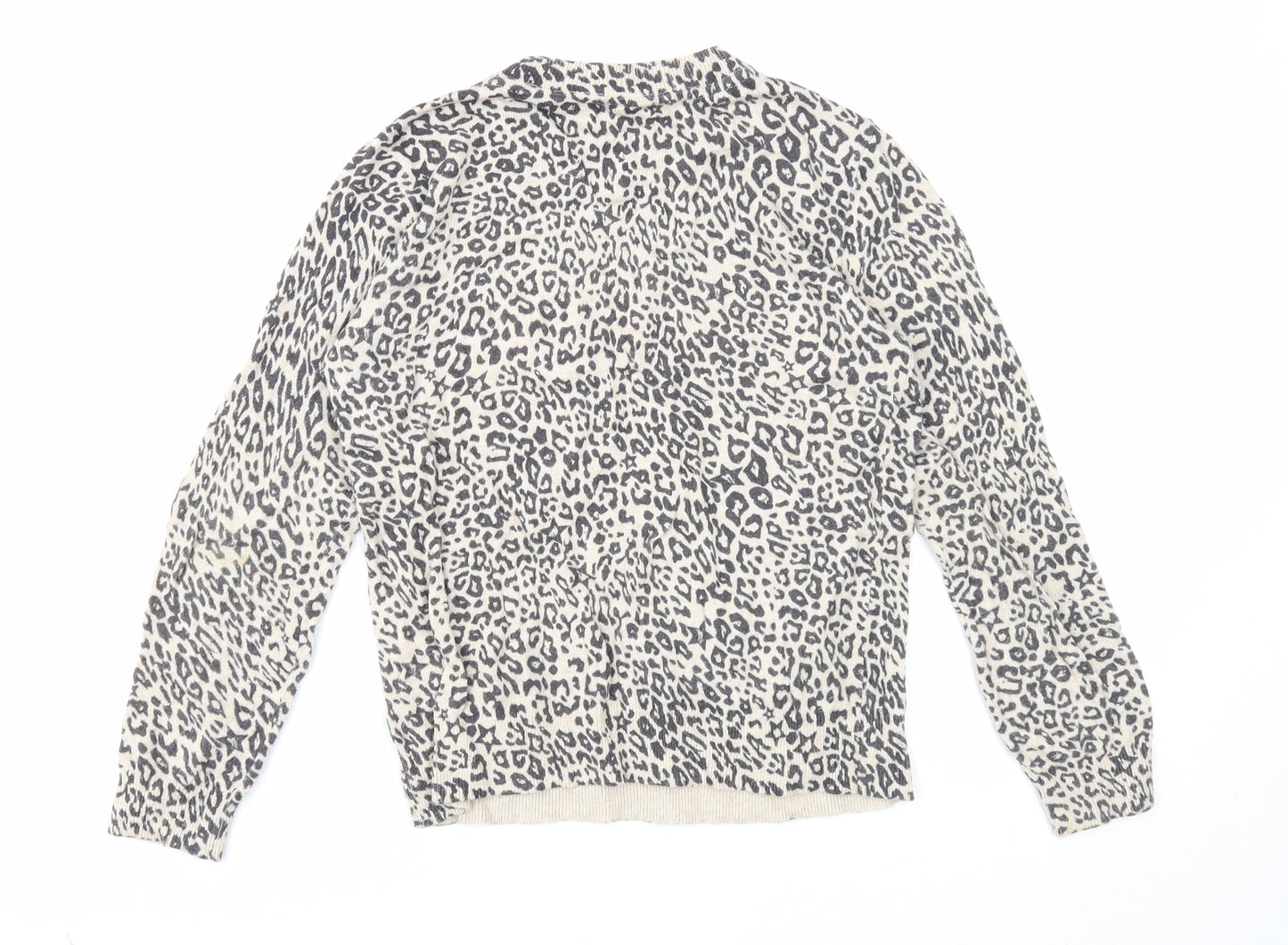 Mintie Girls Beige Round Neck Animal Print Cotton Pullover Jumper Size 9-10 Years Pullover - Rebel