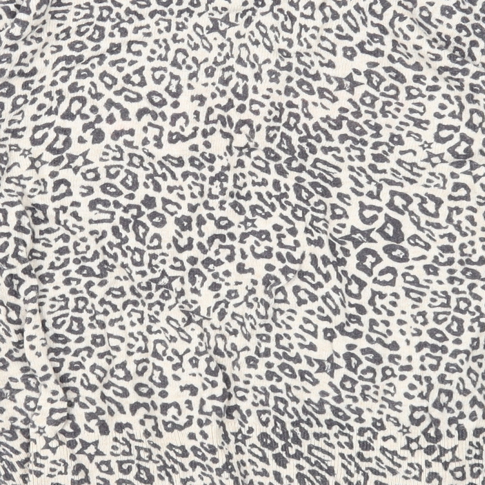 Mintie Girls Beige Round Neck Animal Print Cotton Pullover Jumper Size 9-10 Years Pullover - Rebel