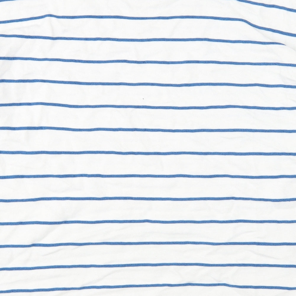 2nd Chapter Mens White Round Neck Striped Cotton Pullover Jumper Size M Long Sleeve
