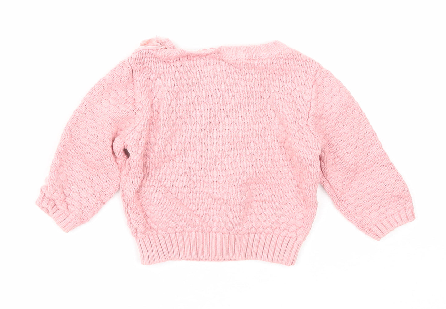 Primark Girls Pink Cotton Pullover Jumper Size 0-3 Months Button - Rabbit