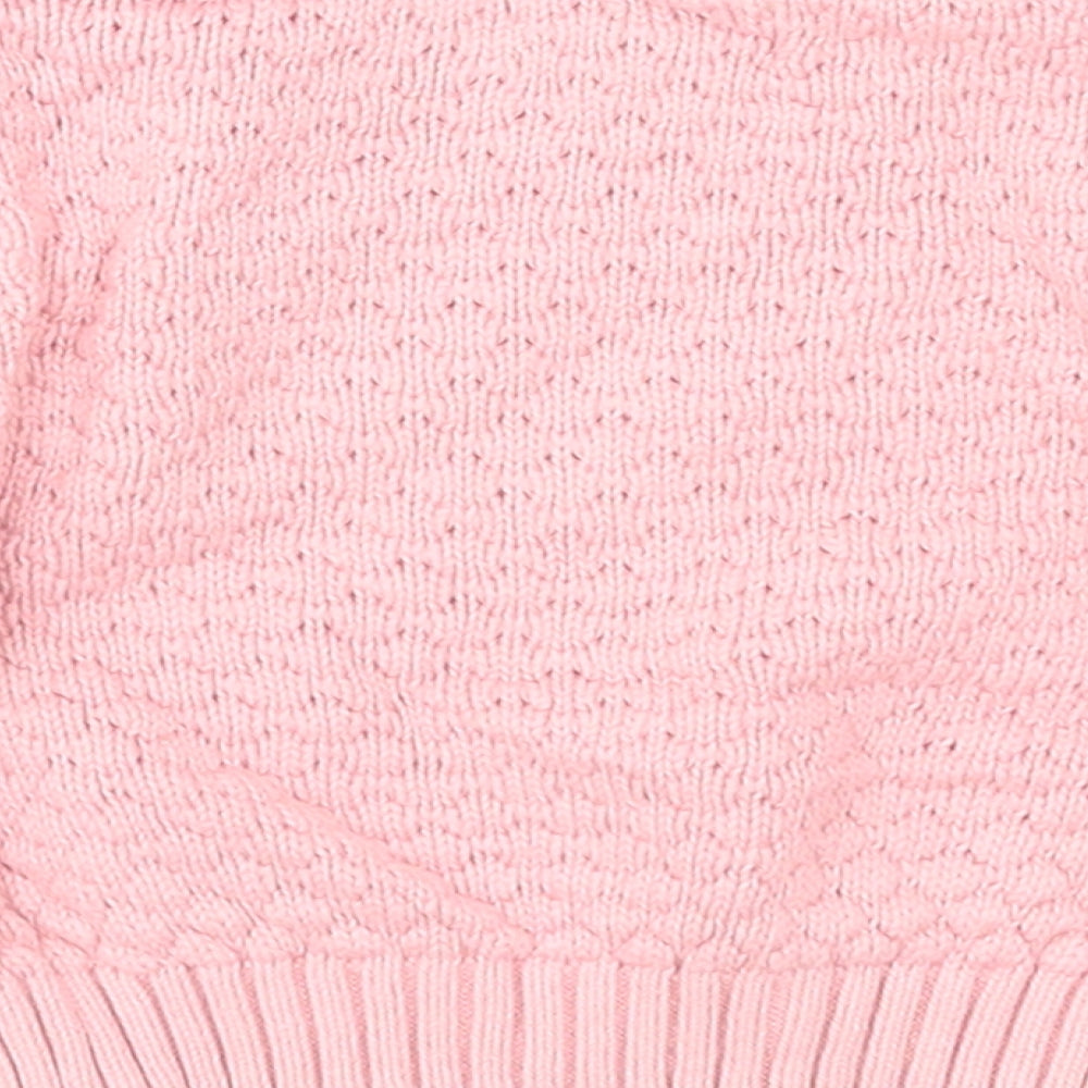 Primark Girls Pink Cotton Pullover Jumper Size 0-3 Months Button - Rabbit