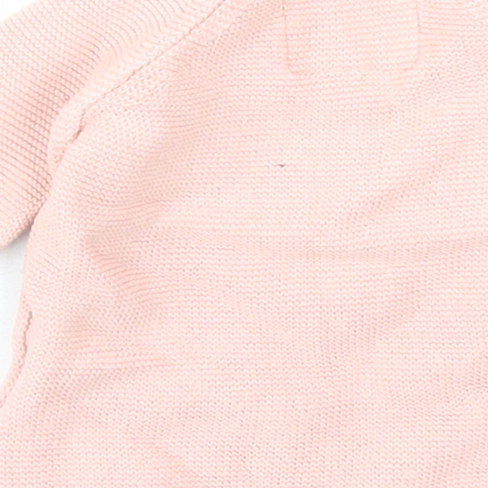 Fred & Flo Girls Pink Cotton Pullover Jumper Size 0-3 Months Button - Rabbit Fox