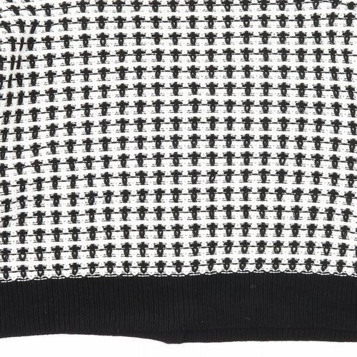 Primark Womens White V-Neck Geometric Acrylic Cardigan Jumper Size 14