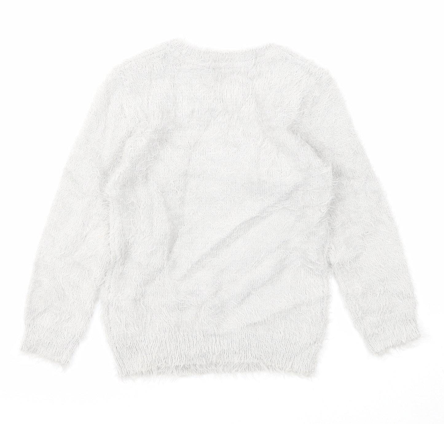 PEP&CO Girls Grey Round Neck Nylon Pullover Jumper Size 5-6 Years Pullover - Christmas Penguin