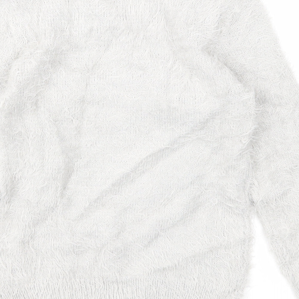 PEP&CO Girls Grey Round Neck Nylon Pullover Jumper Size 5-6 Years Pullover - Christmas Penguin