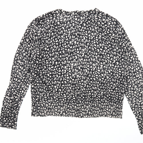 Principles Womens Black Round Neck Geometric Viscose Cardigan Jumper Size 16