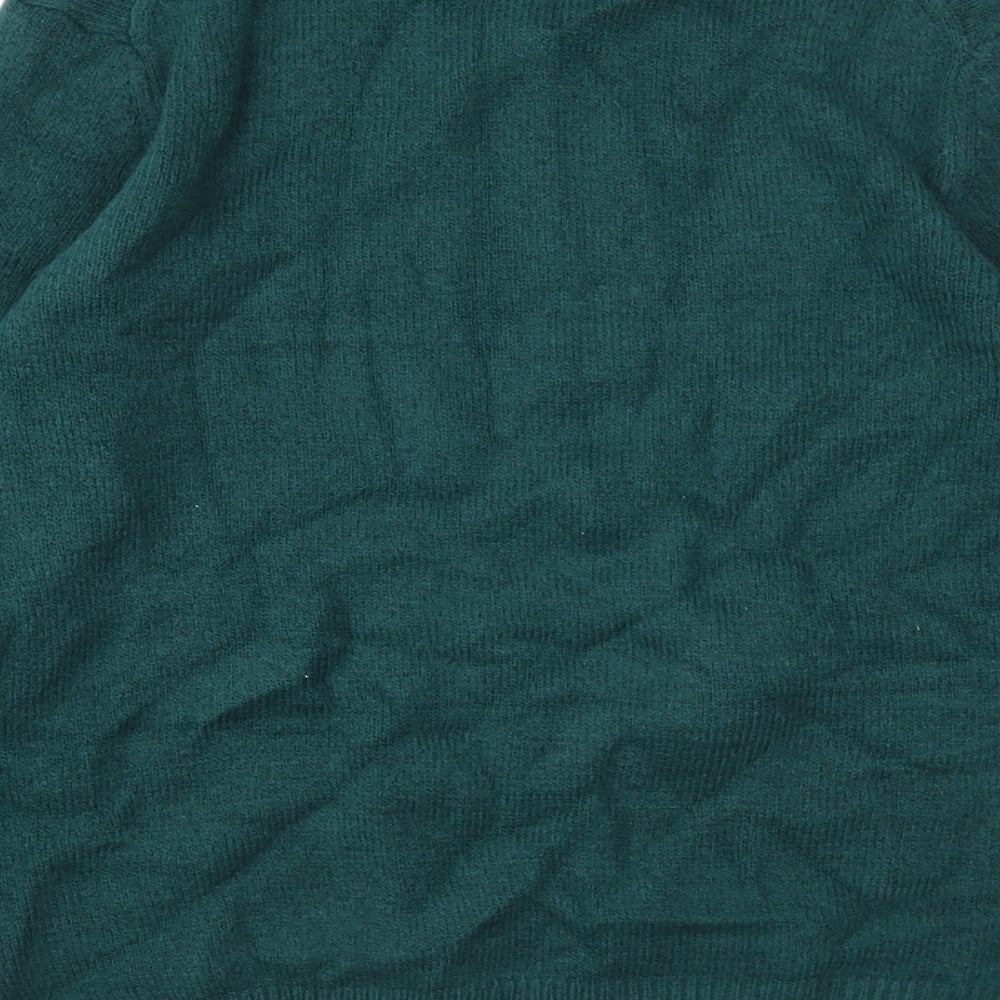Marks and Spencer Mens Green Round Neck Argyle/Diamond Acrylic Pullover Jumper Size M Long Sleeve