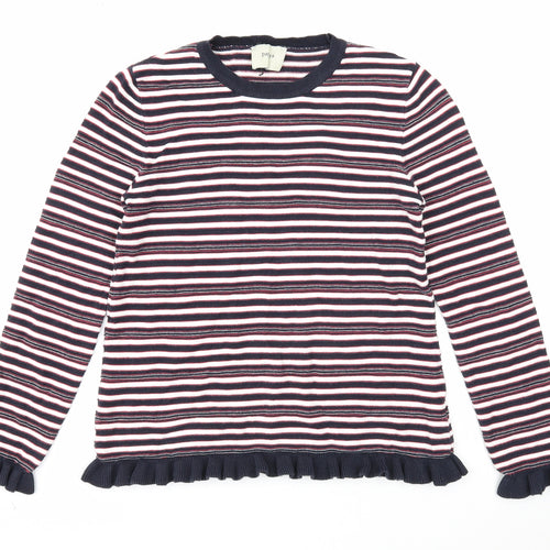 Papaya Womens Multicoloured Round Neck Striped Cotton Pullover Jumper Size 8