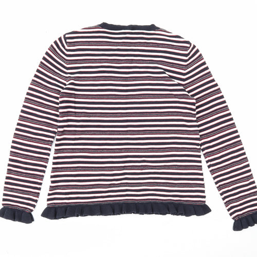 Papaya Womens Multicoloured Round Neck Striped Cotton Pullover Jumper Size 8