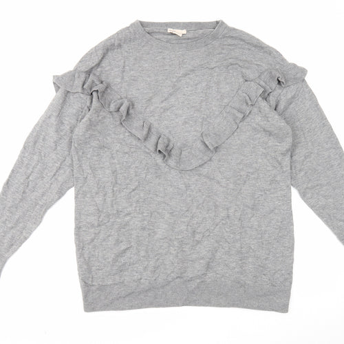 H&M Womens Grey Round Neck Polyamide Pullover Jumper Size XS