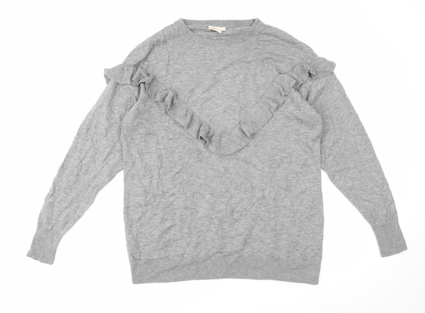 H&M Womens Grey Round Neck Polyamide Pullover Jumper Size XS