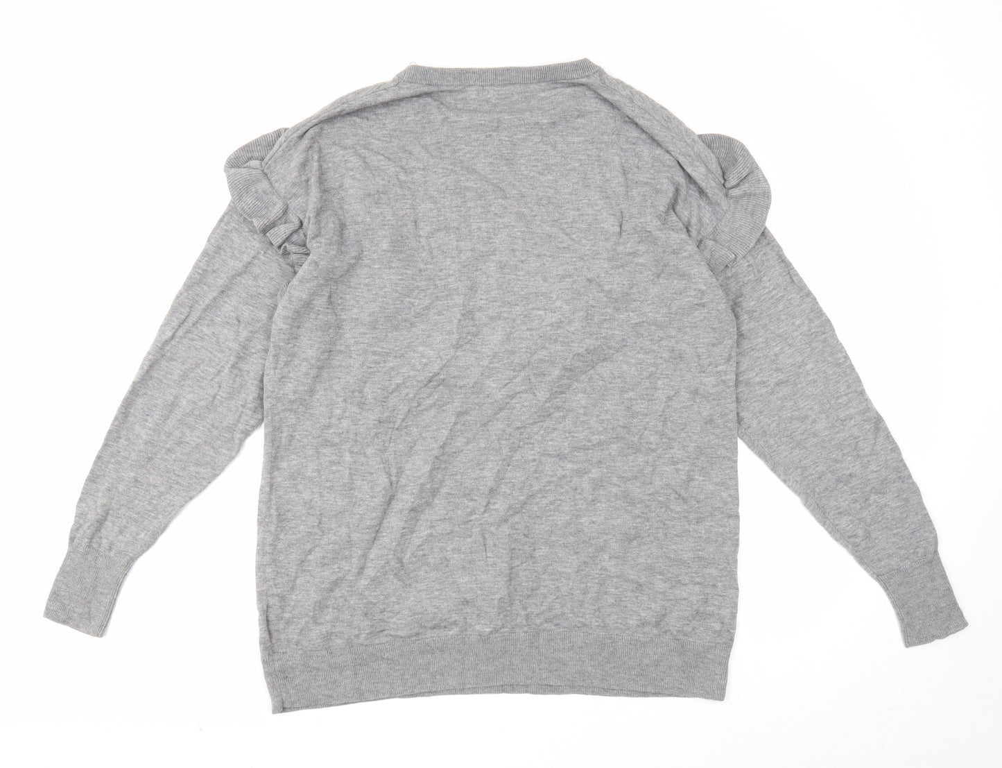 H&M Womens Grey Round Neck Polyamide Pullover Jumper Size XS