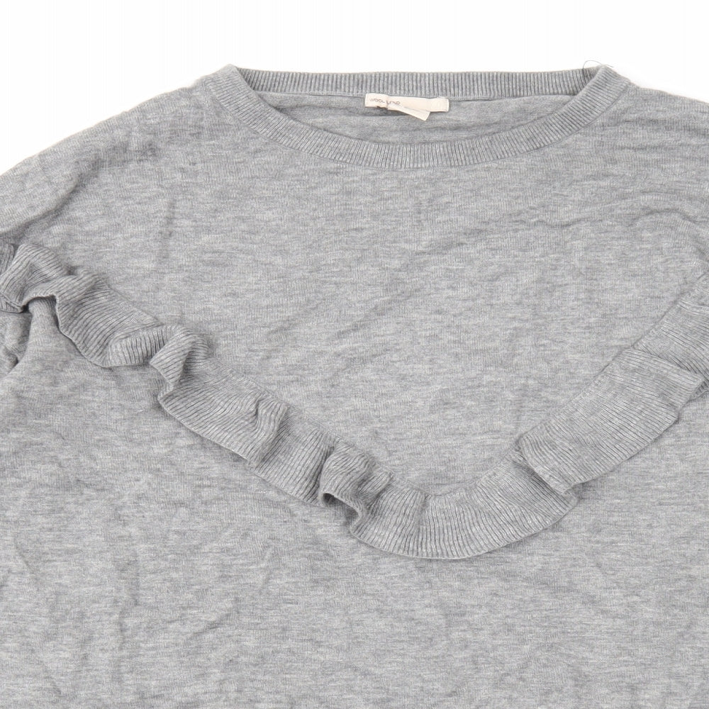H&M Womens Grey Round Neck Polyamide Pullover Jumper Size XS