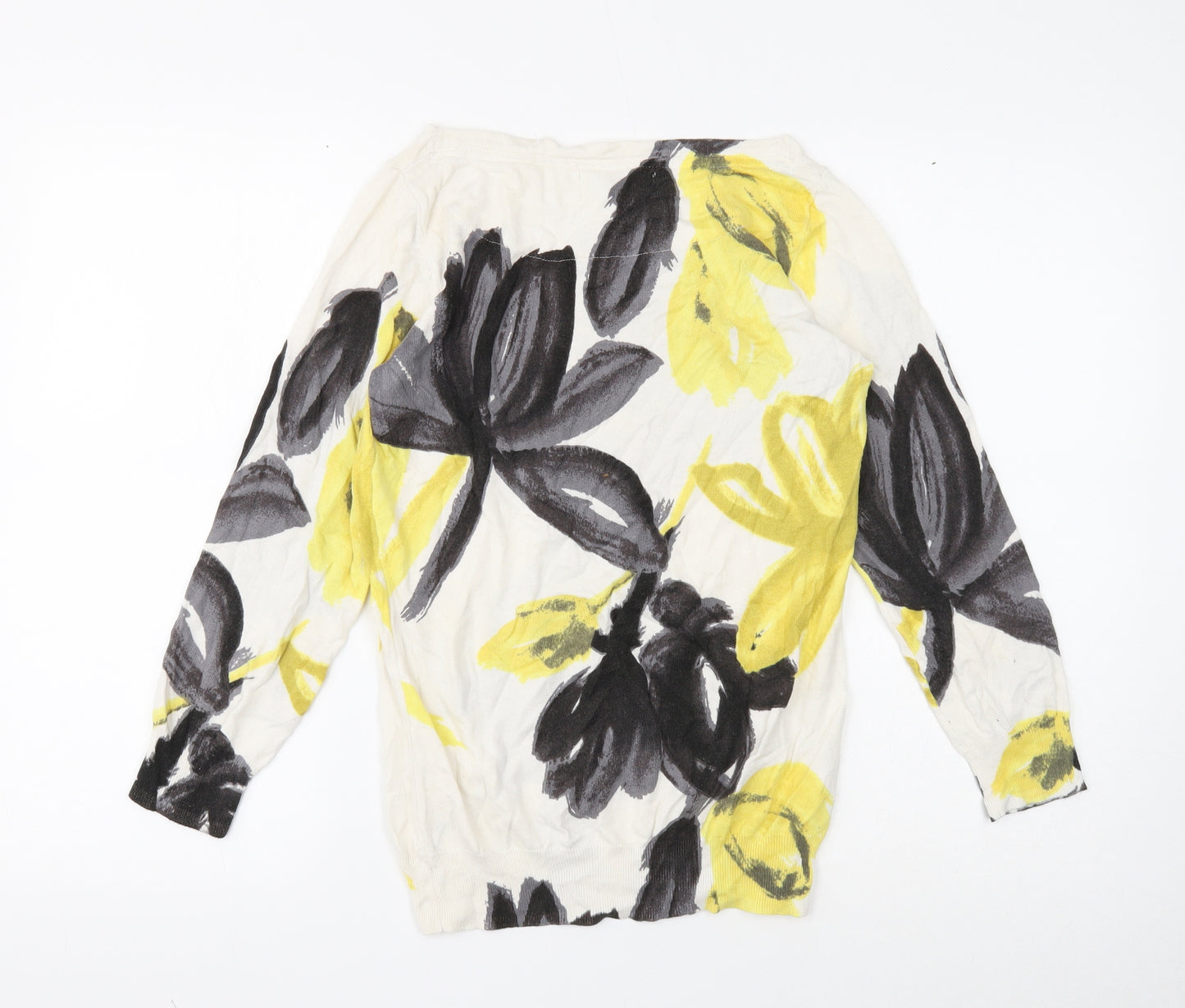NEXT Womens Ivory Boat Neck Floral Cotton Pullover Jumper Size 10
