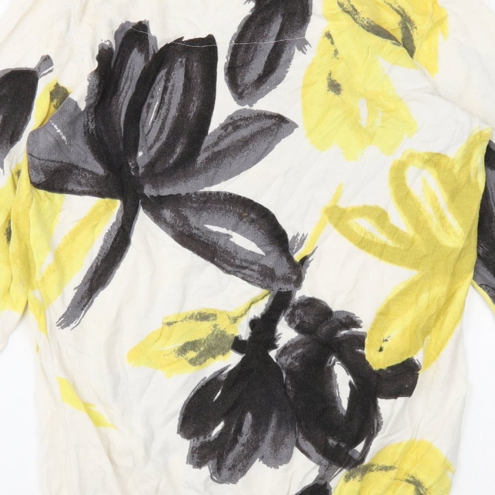 NEXT Womens Ivory Boat Neck Floral Cotton Pullover Jumper Size 10