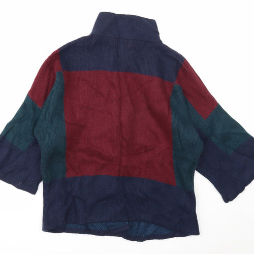 Linea Womens Blue High Neck Cotton Cardigan Jumper Size S