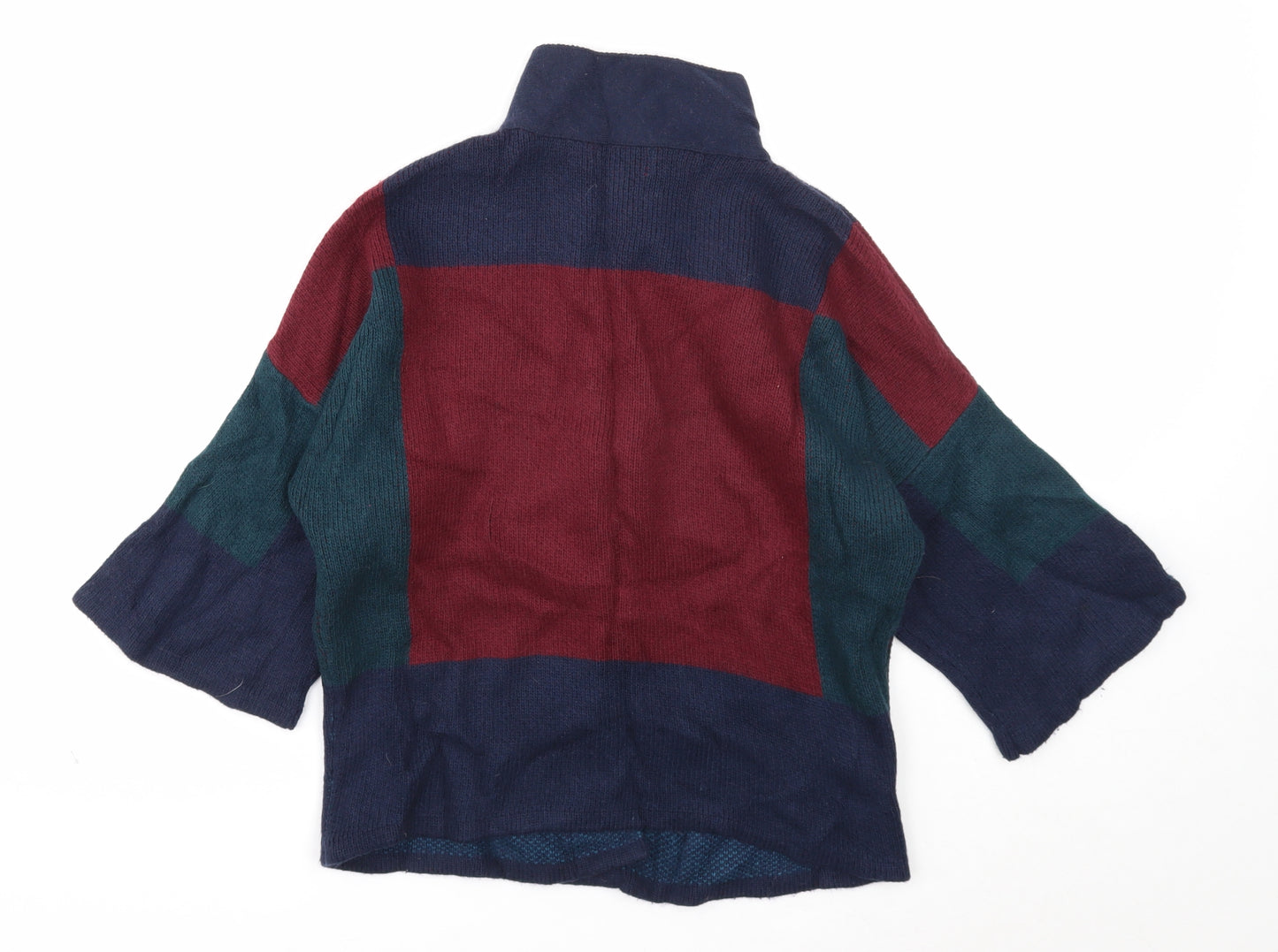 Linea Womens Blue High Neck Cotton Cardigan Jumper Size S