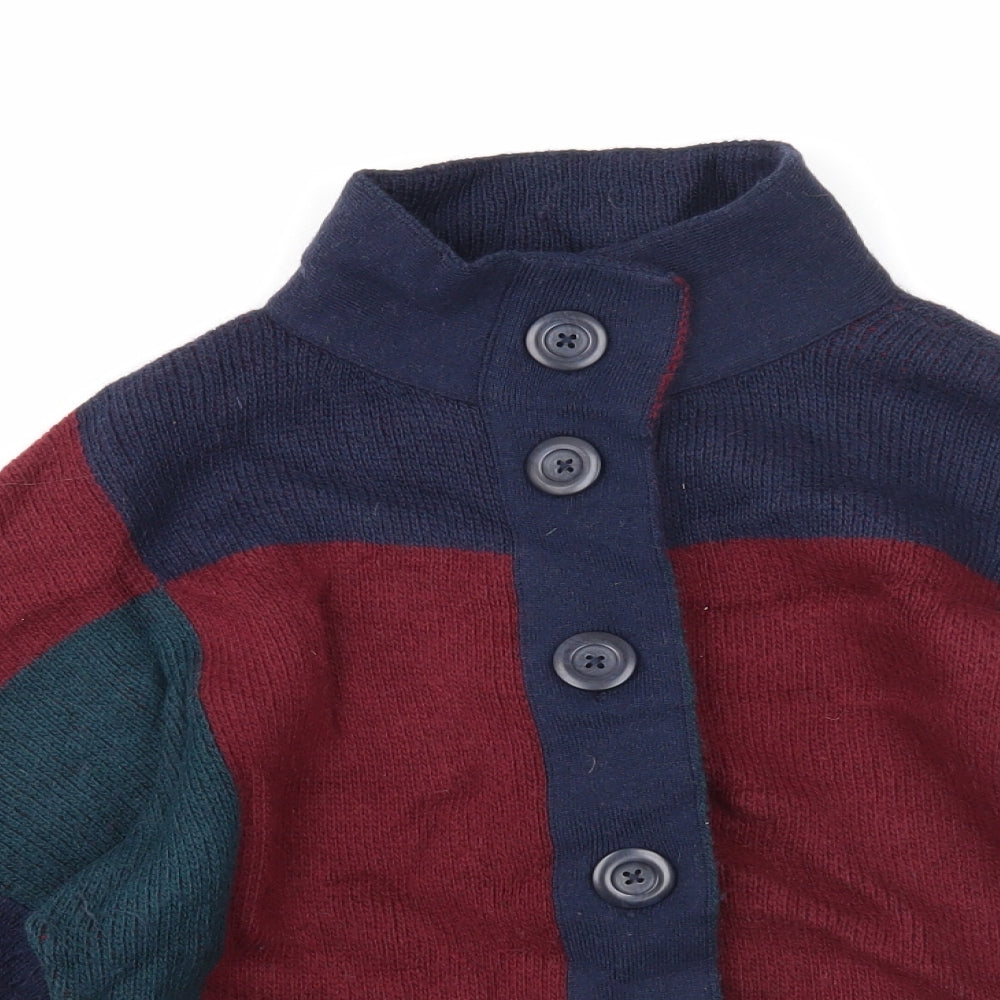 Linea Womens Blue High Neck Cotton Cardigan Jumper Size S