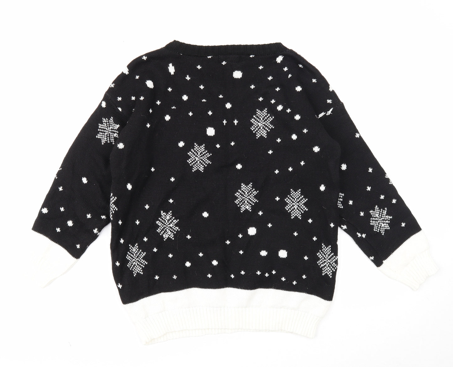 Sixth avenue Womens Black Round Neck Fair Isle Acrylic Pullover Jumper Size S - Christmas Rudolph