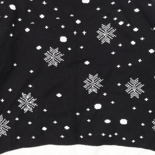 Sixth avenue Womens Black Round Neck Fair Isle Acrylic Pullover Jumper Size S - Christmas Rudolph