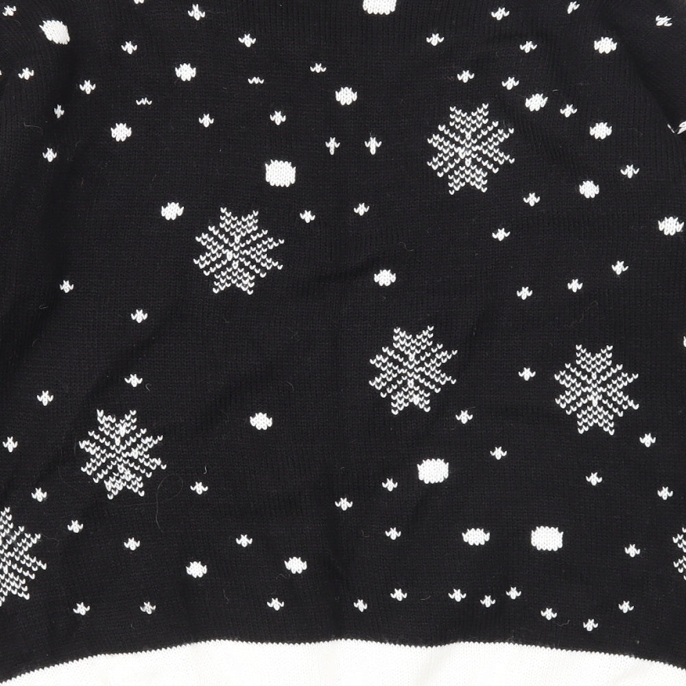 Sixth avenue Womens Black Round Neck Fair Isle Acrylic Pullover Jumper Size S - Christmas Rudolph