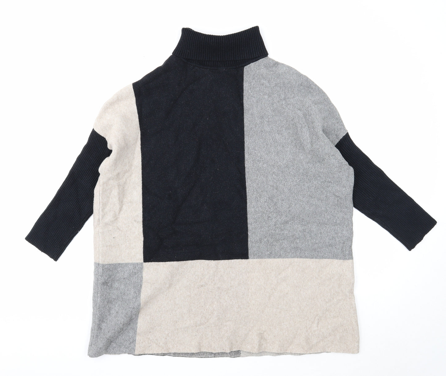 Kaleidascope Womens Multicoloured Roll Neck Viscose Pullover Jumper Size 14 - Colourblock