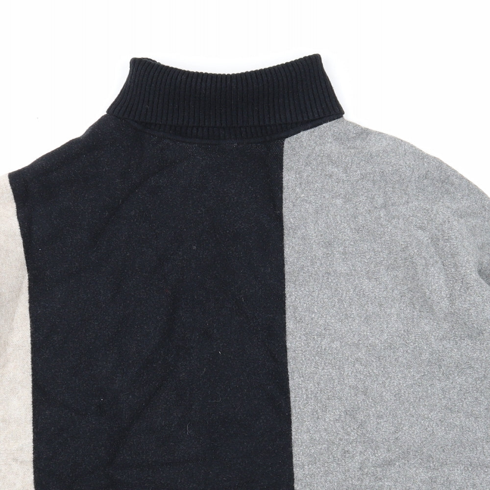Kaleidascope Womens Multicoloured Roll Neck Viscose Pullover Jumper Size 14 - Colourblock