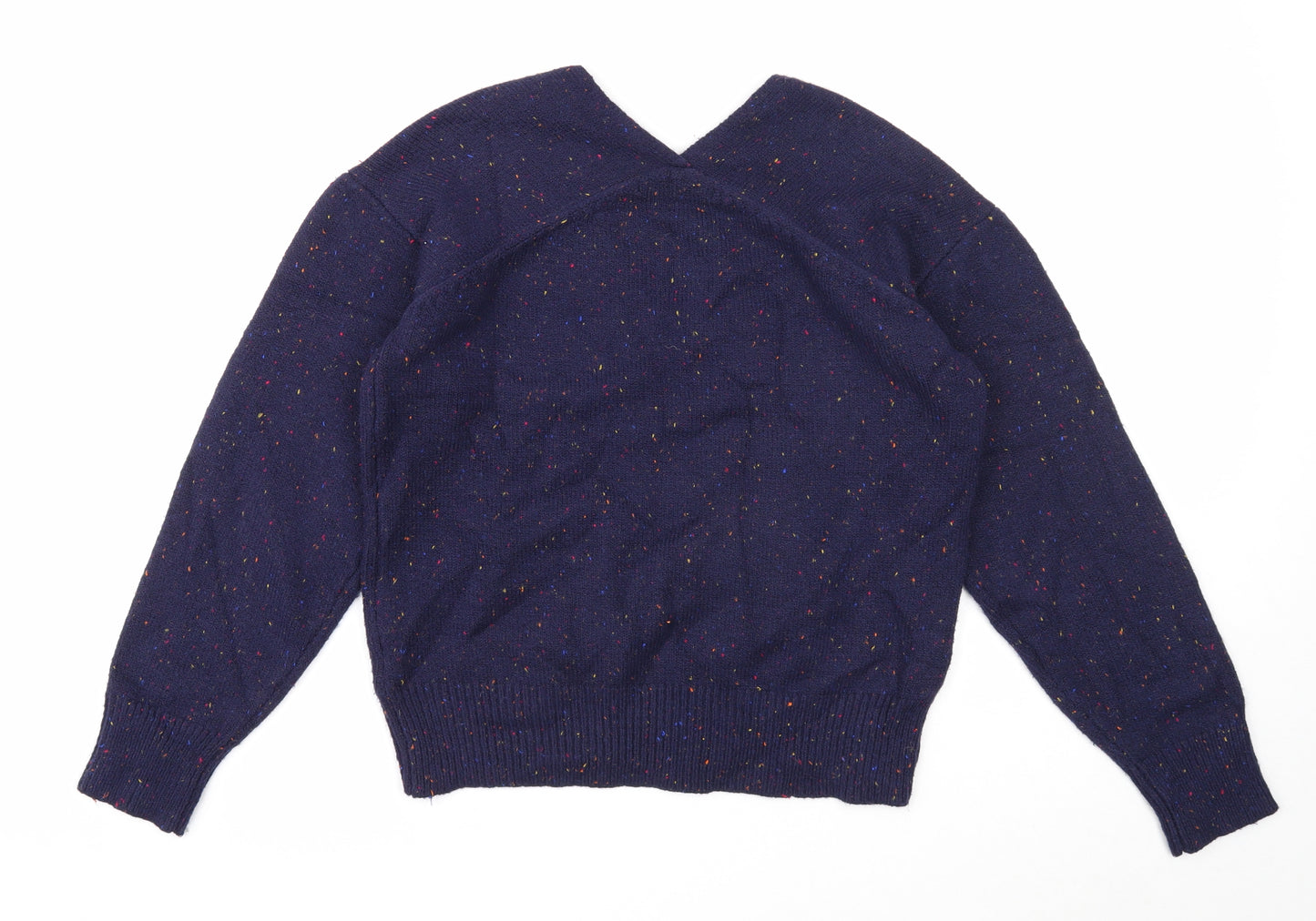 NEXT Womens Blue V-Neck Cotton Pullover Jumper Size S