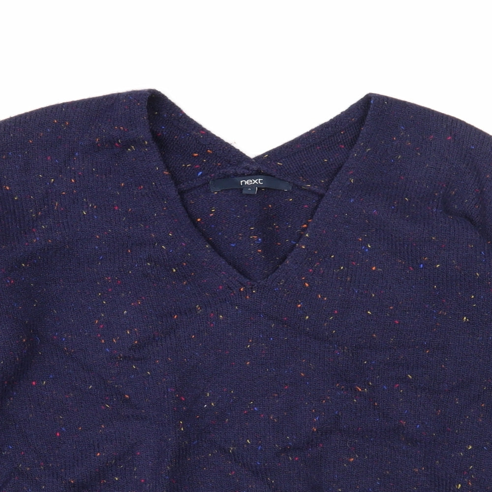 NEXT Womens Blue V-Neck Cotton Pullover Jumper Size S