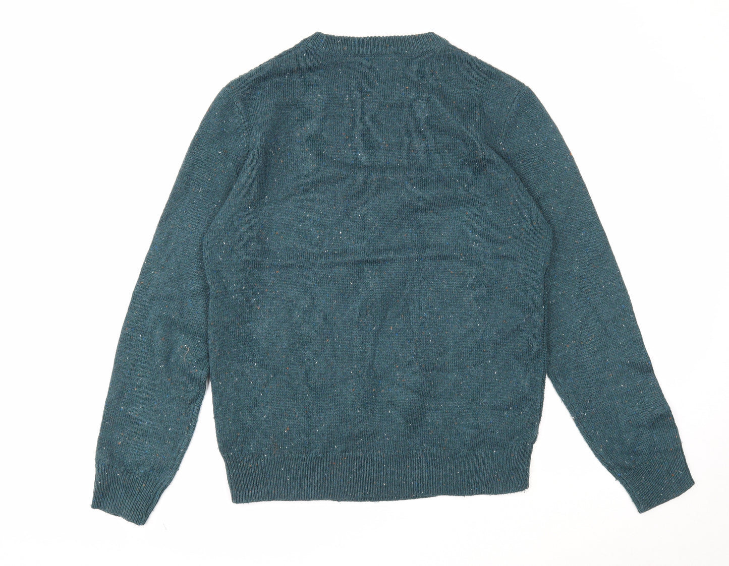 George Mens Green Round Neck Acrylic Pullover Jumper Size M Long Sleeve
